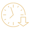 Icon of a clock in a circle with an arrow pointing down.