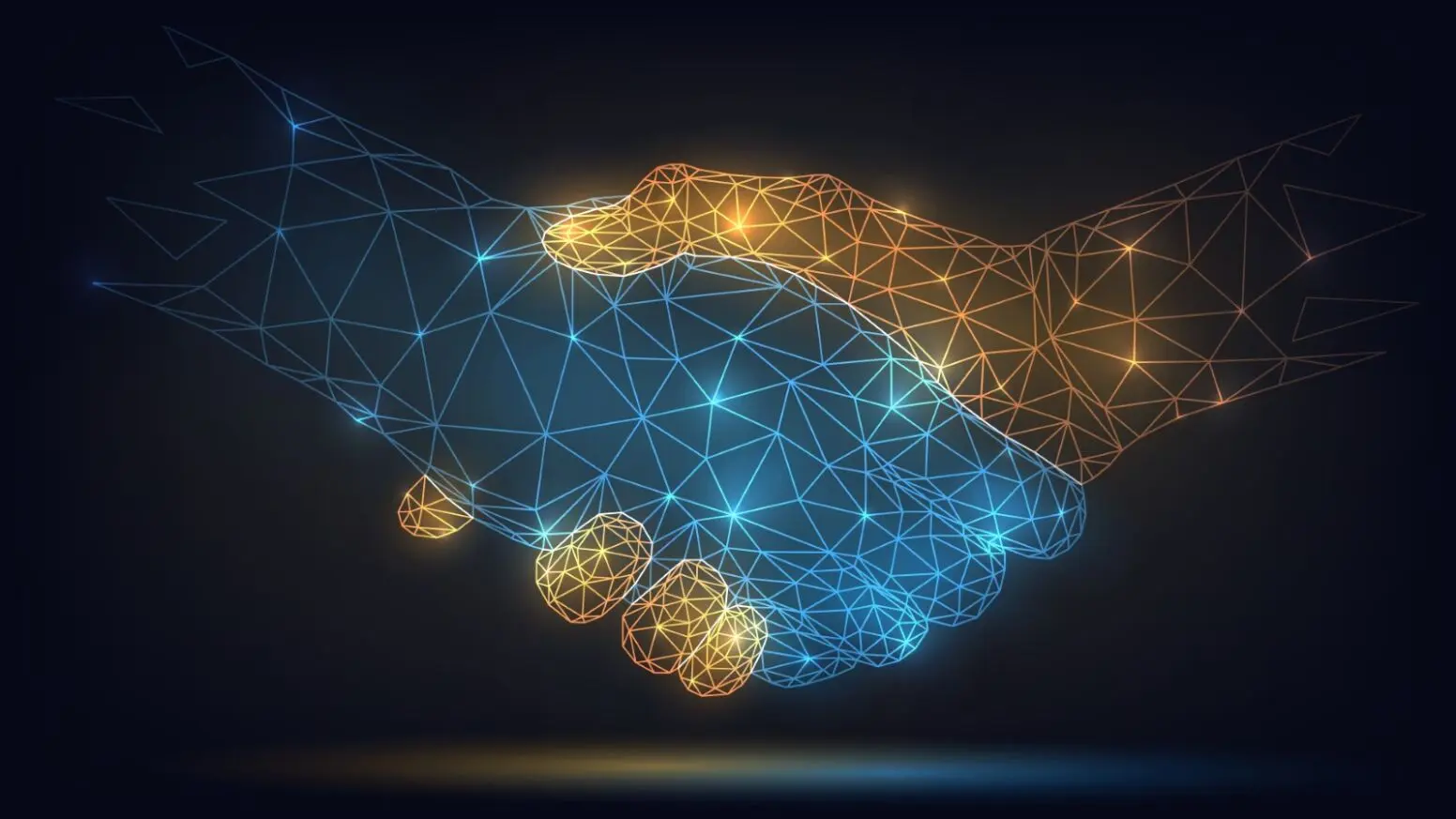 Shaking hands made out of lines and nodes