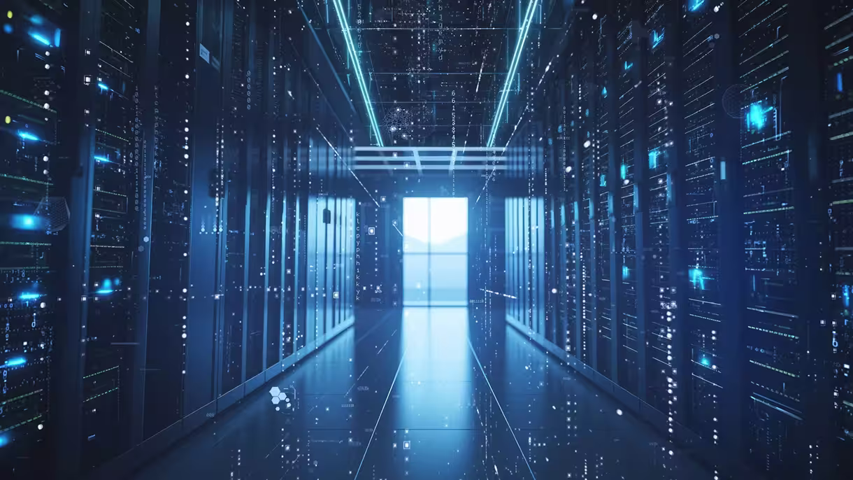 Rows of network servers.