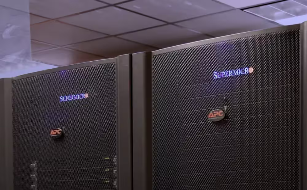 Front view of two Supermicro servers